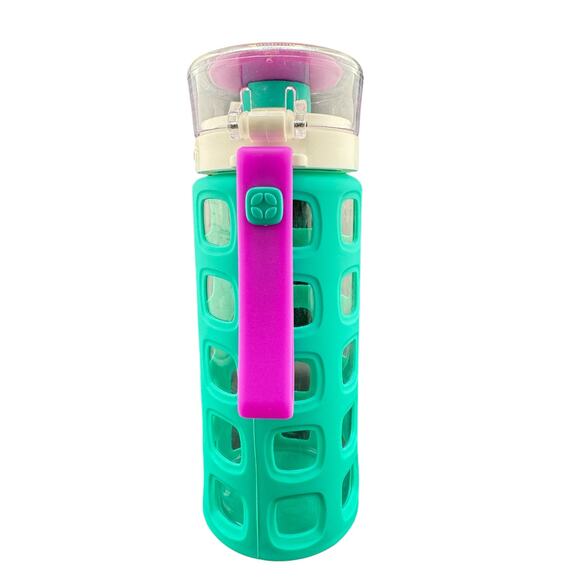 Ello Green & Purple Plastic BPA Free Water Bottle 15 oz with Strap - Picture 1 of 5